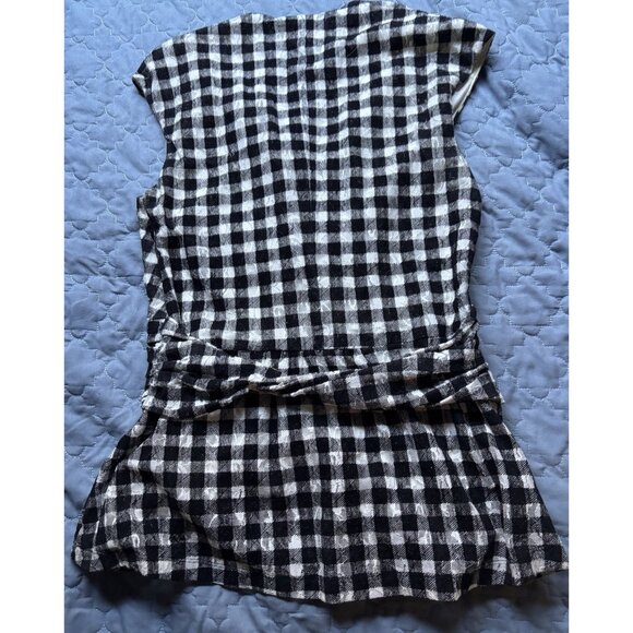 Anthropologie Deletta Delphine Checkered Plaid Smocked Sleeveless Top Size Med - Picture 9 of 9